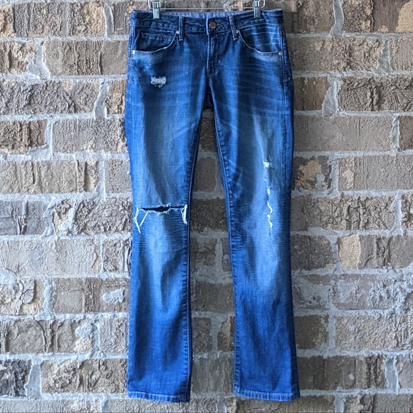 GAP Denim - GAP 1969 Blue Jeans Easy Straight Destructed Size 4/27